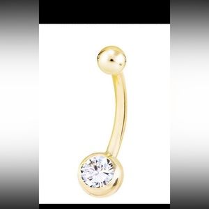 14K Gold and cubic zirconia belly button ring